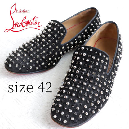 Christian Louboutin Dress Shoes Studs EU 42 US 9 Suede Black Authentic