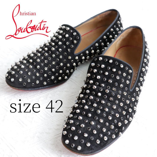 Christian Louboutin Dress Shoes Studs EU 42 US 9 Suede Black Authentic