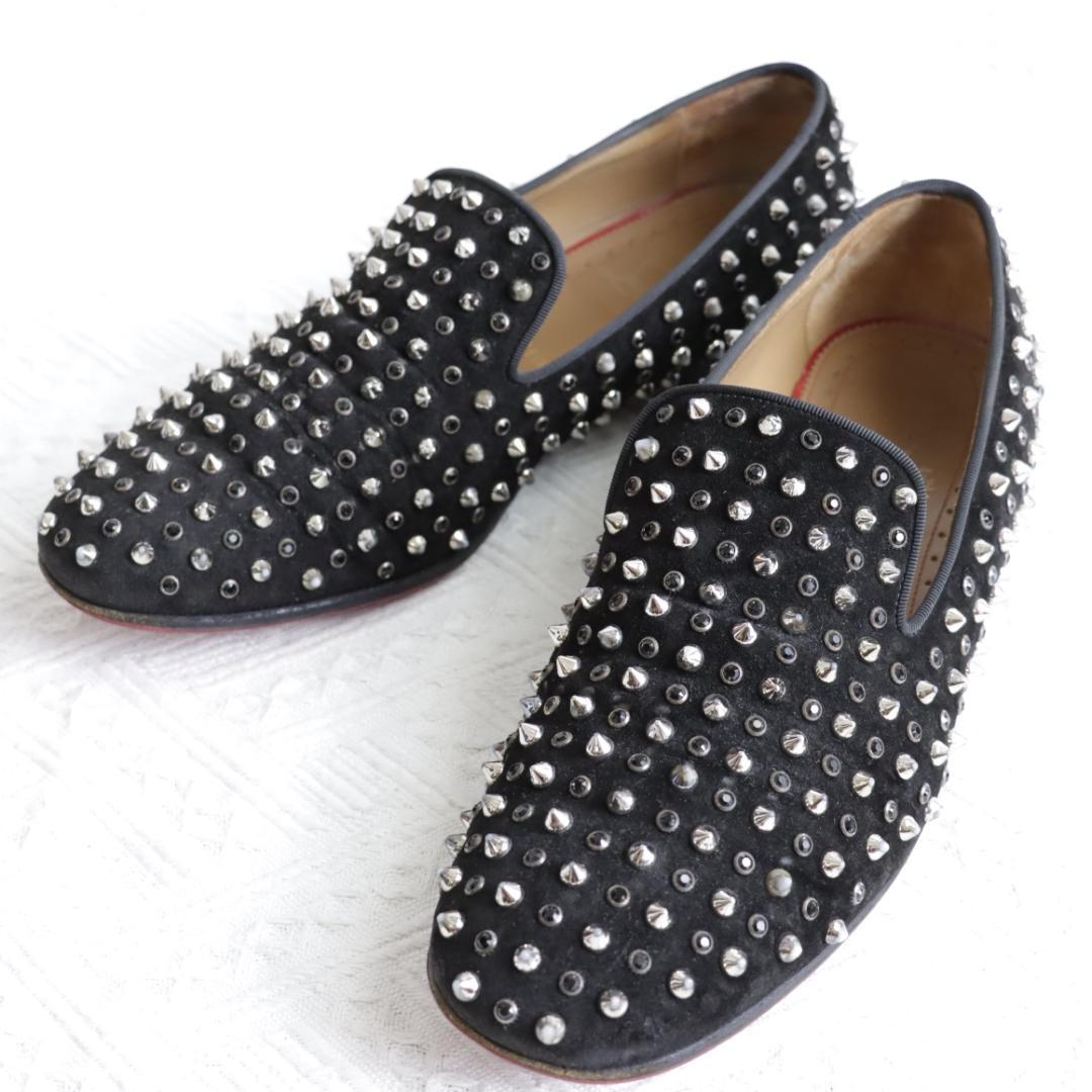 Christian Louboutin Dress Shoes Studs EU 42 US 9 Suede Black Authentic