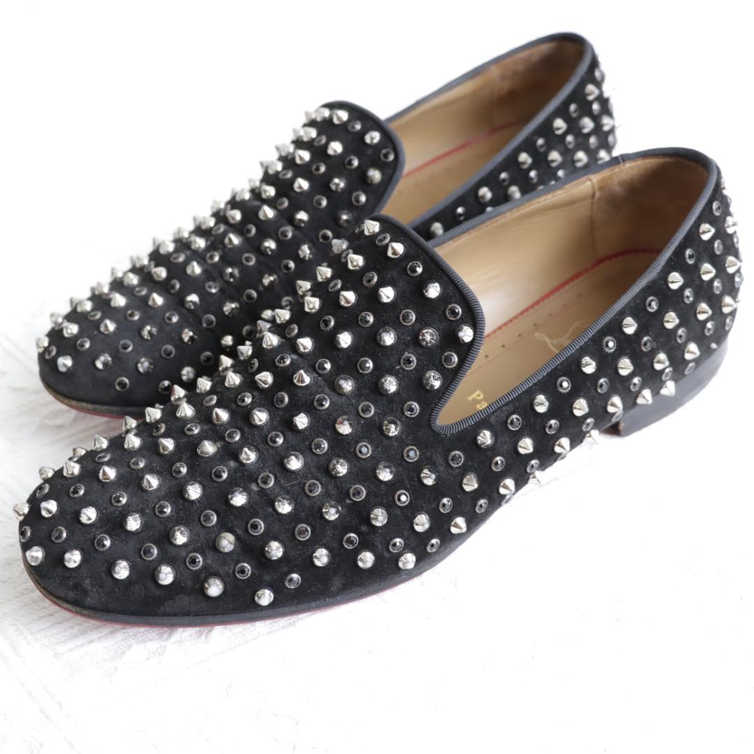 Christian Louboutin Dress Shoes Studs EU 42 US 9 Suede Black Authentic