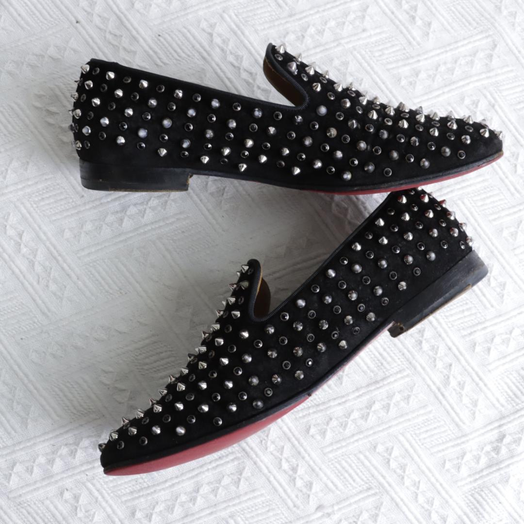 Christian Louboutin Dress Shoes Studs EU 42 US 9 Suede Black Authentic