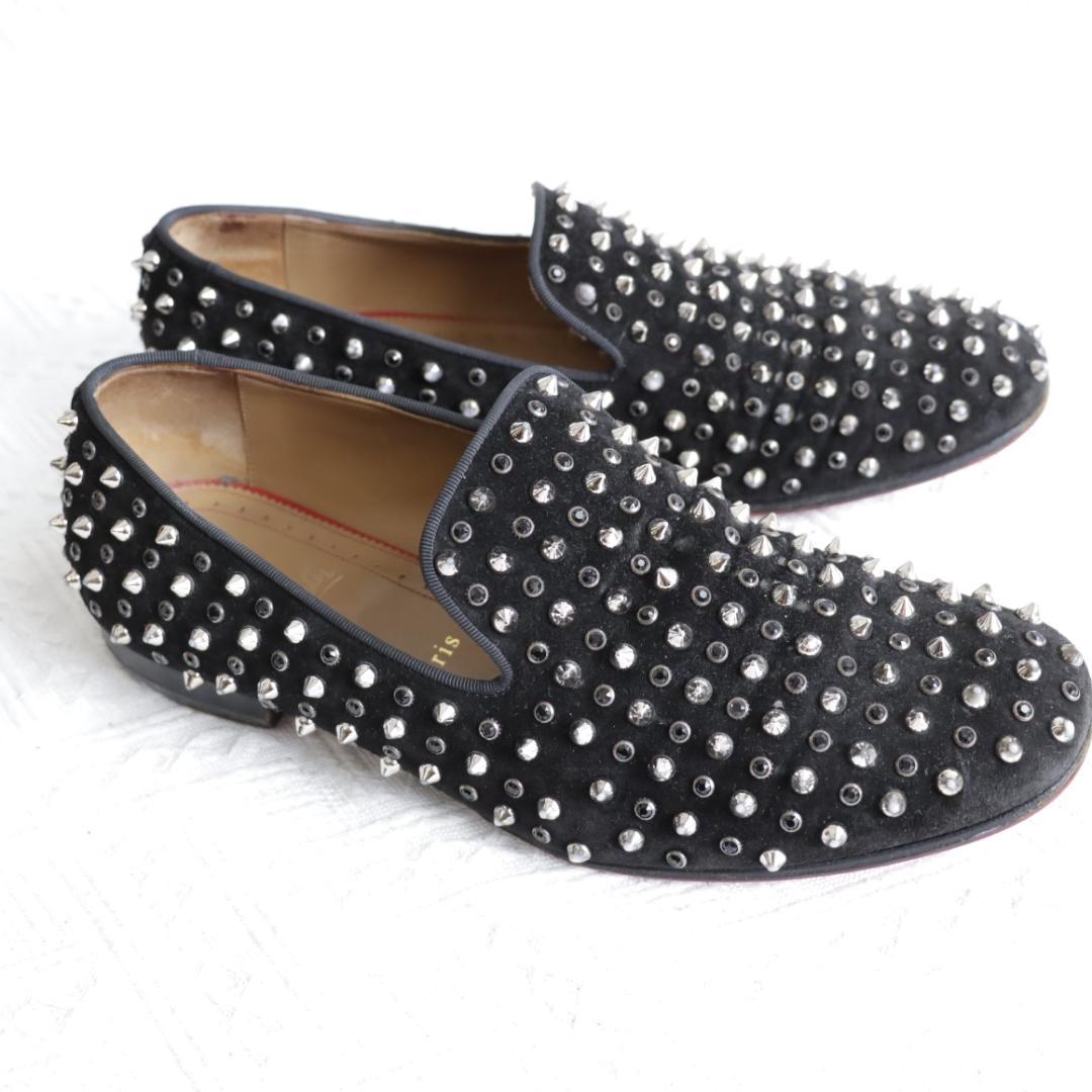 Christian Louboutin Dress Shoes Studs EU 42 US 9 Suede Black Authentic