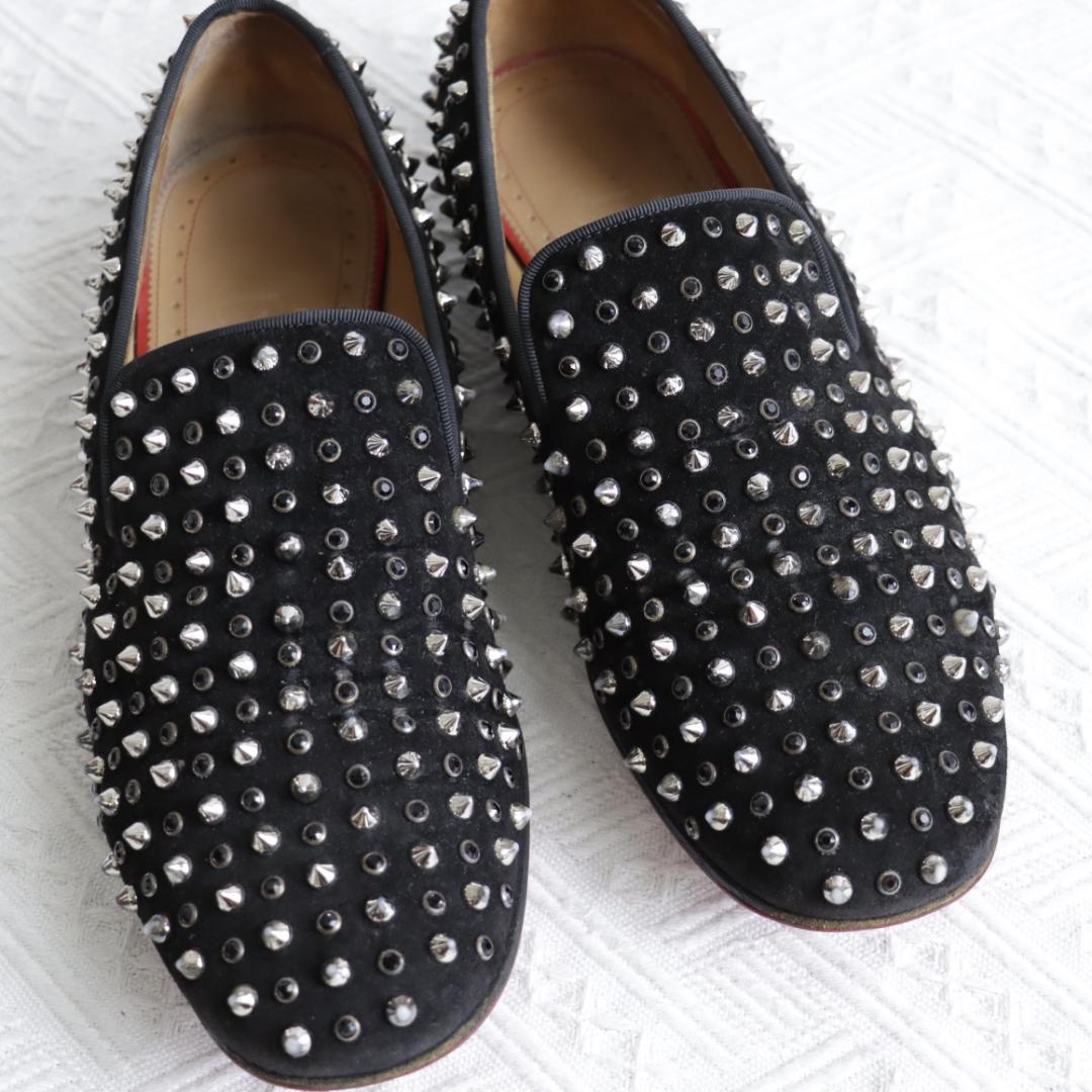 Christian Louboutin Dress Shoes Studs EU 42 US 9 Suede Black Authentic