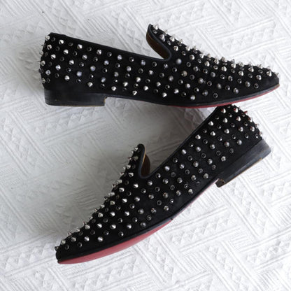 Christian Louboutin Dress Shoes Studs EU 42 US 9 Suede Black Authentic