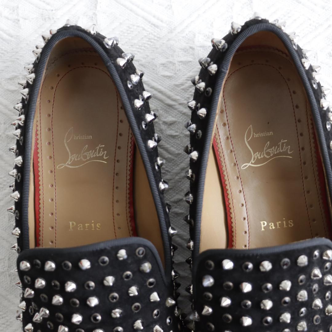 Christian Louboutin Dress Shoes Studs EU 42 US 9 Suede Black Authentic