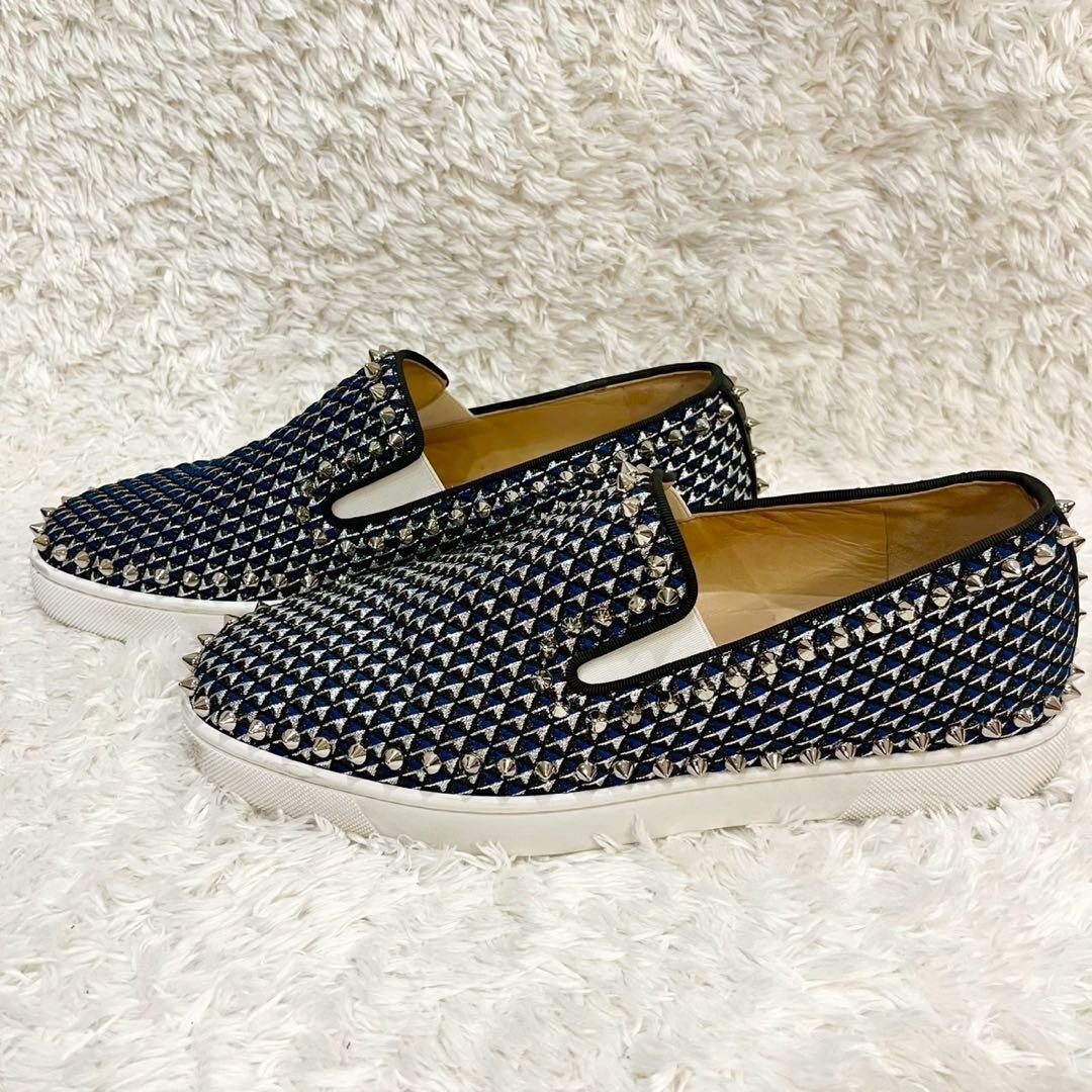 Christian Louboutin Slip-ons Shoes Sneakers Studs EU 41 US 8 Black Navy Silver