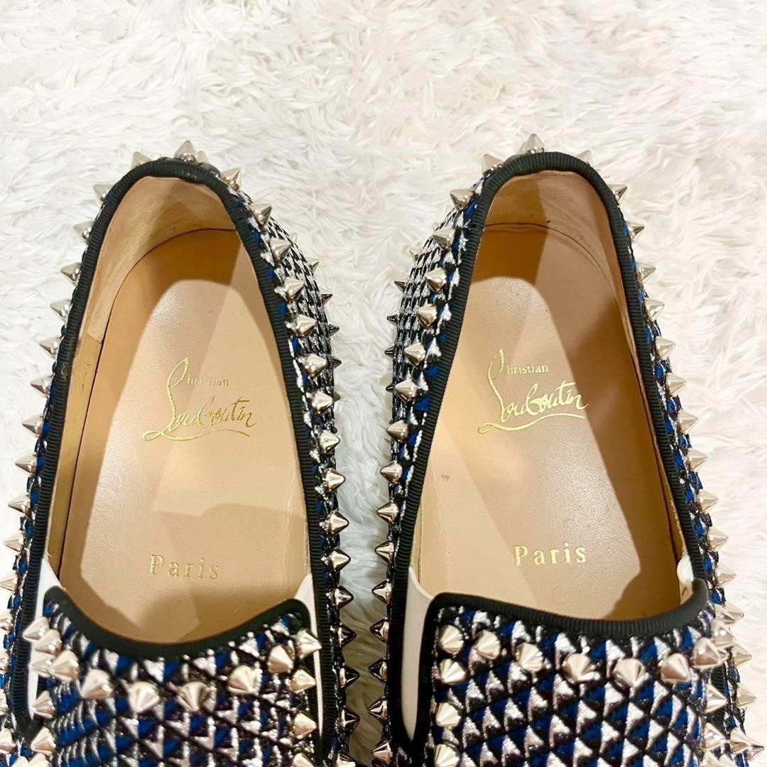 Christian Louboutin Slip-ons Shoes Sneakers Studs EU 41 US 8 Black Navy Silver