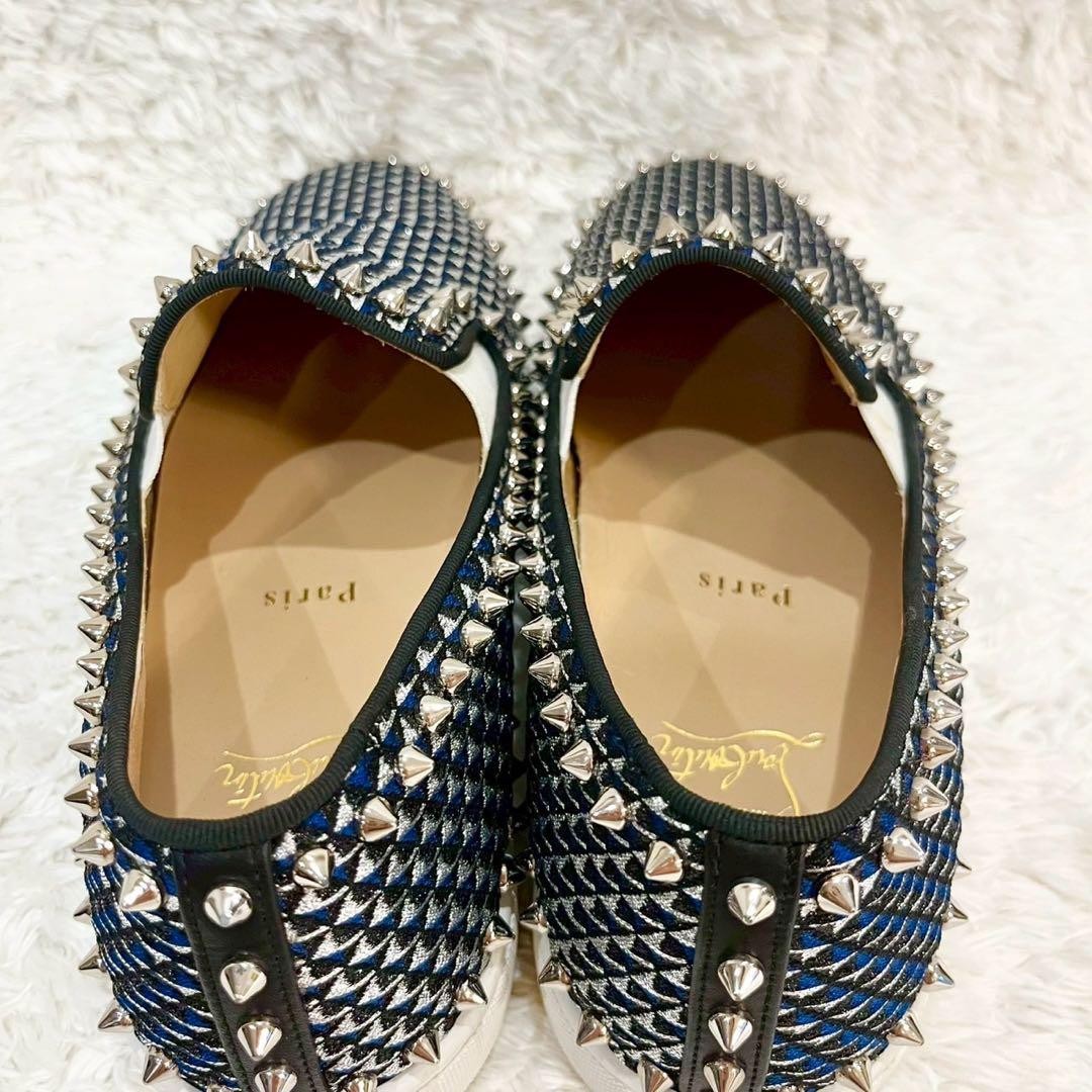 Christian Louboutin Slip-ons Shoes Sneakers Studs EU 41 US 8 Black Navy Silver