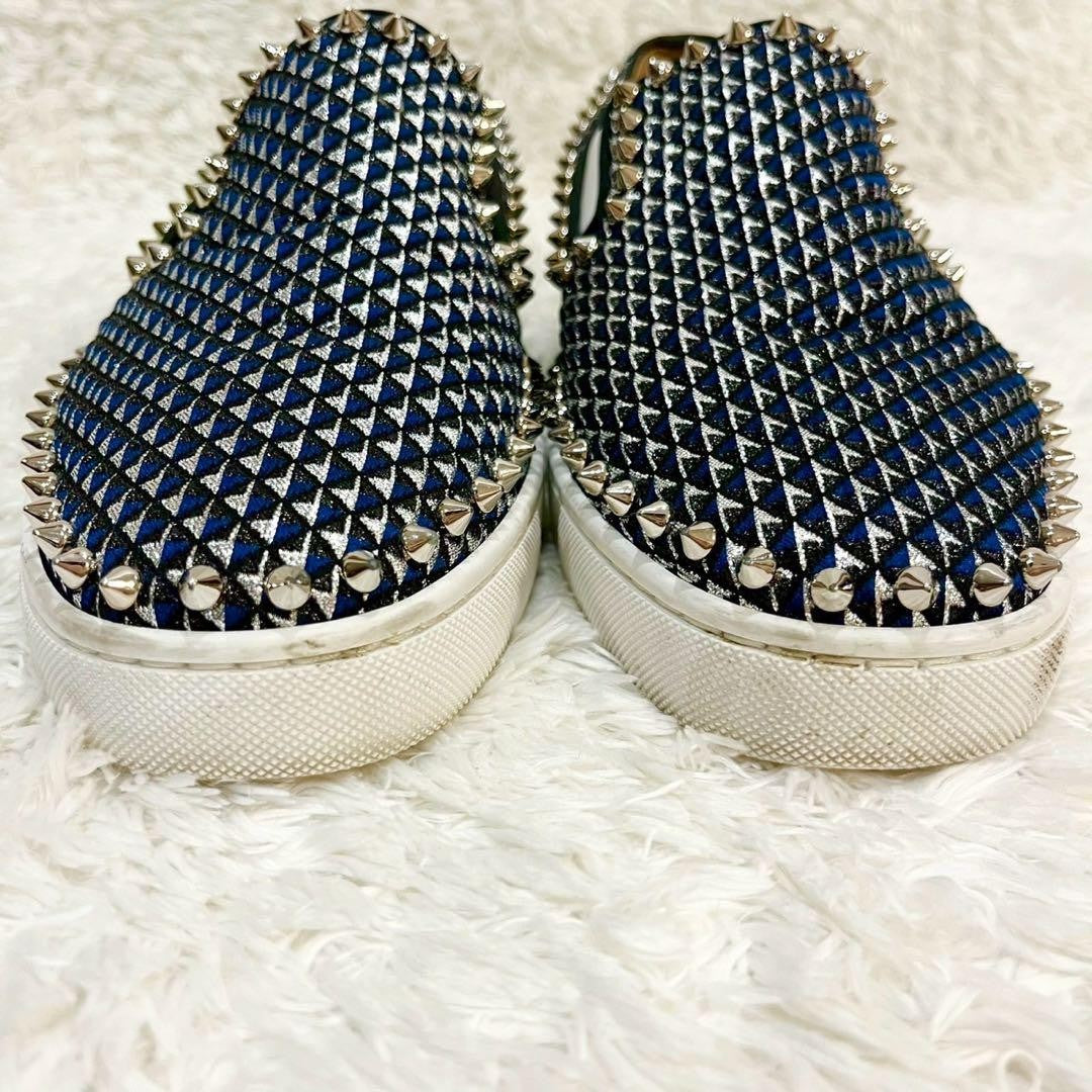 Christian Louboutin Slip-ons Shoes Sneakers Studs EU 41 US 8 Black Navy Silver