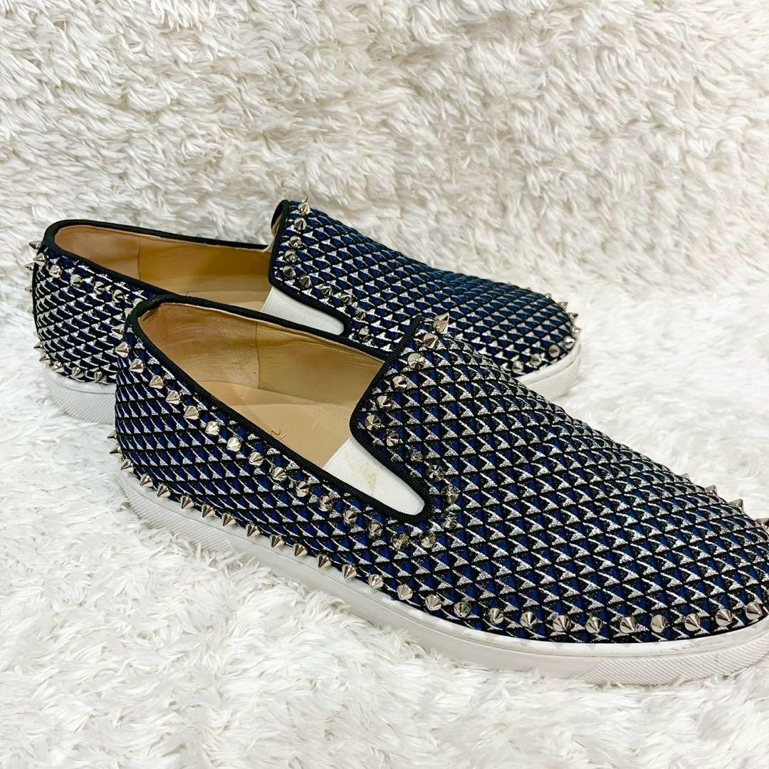 Christian Louboutin Slip-ons Shoes Sneakers Studs EU 41 US 8 Black Navy Silver
