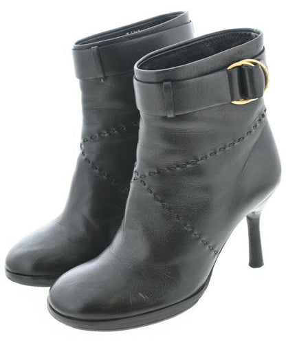CHANEL Short Boots Shoes EU 36.5 US 6.5 Black Authentic