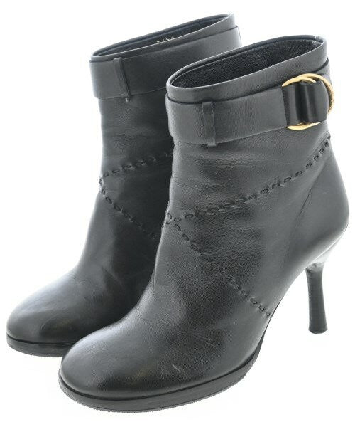 CHANEL Short Boots Shoes EU 36.5 US 6.5 Black Authentic