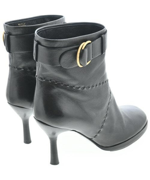 CHANEL Short Boots Shoes EU 36.5 US 6.5 Black Authentic