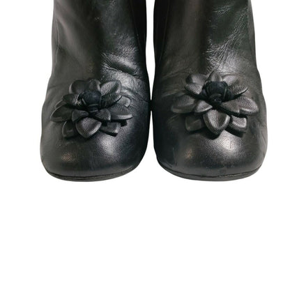 CHANEL Short Boots Shoes Cocomark EU 36.5 US 6.5 Leather Black Authentic