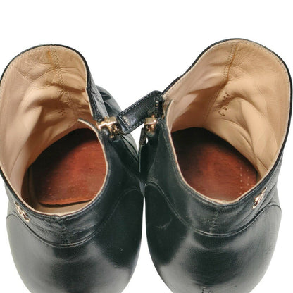 CHANEL Short Boots Shoes Cocomark EU 36.5 US 6.5 Leather Black Authentic