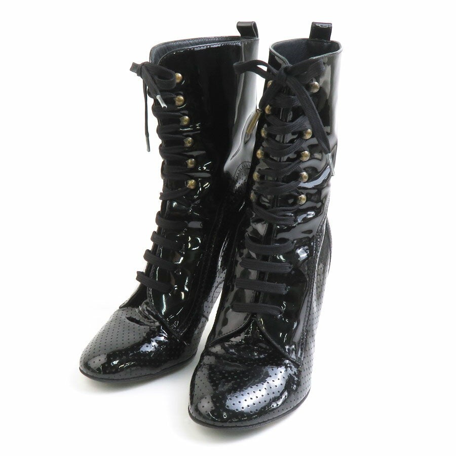 CHANEL Boots Shoes Cocomark EU 37.5 US 7.5 Black Authentic
