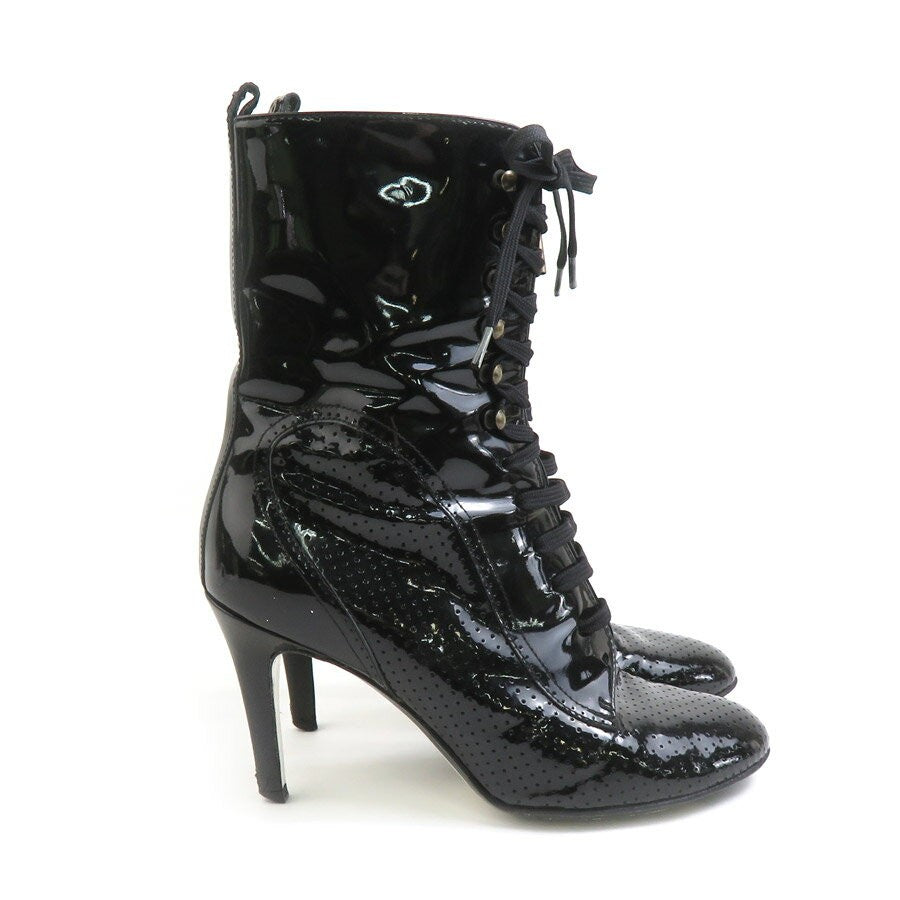 CHANEL Boots Shoes Cocomark EU 37.5 US 7.5 Black Authentic