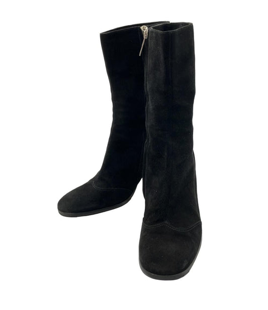 CHANEL Short Boots Shoes Side zip EU 39 US 9 Black Authentic