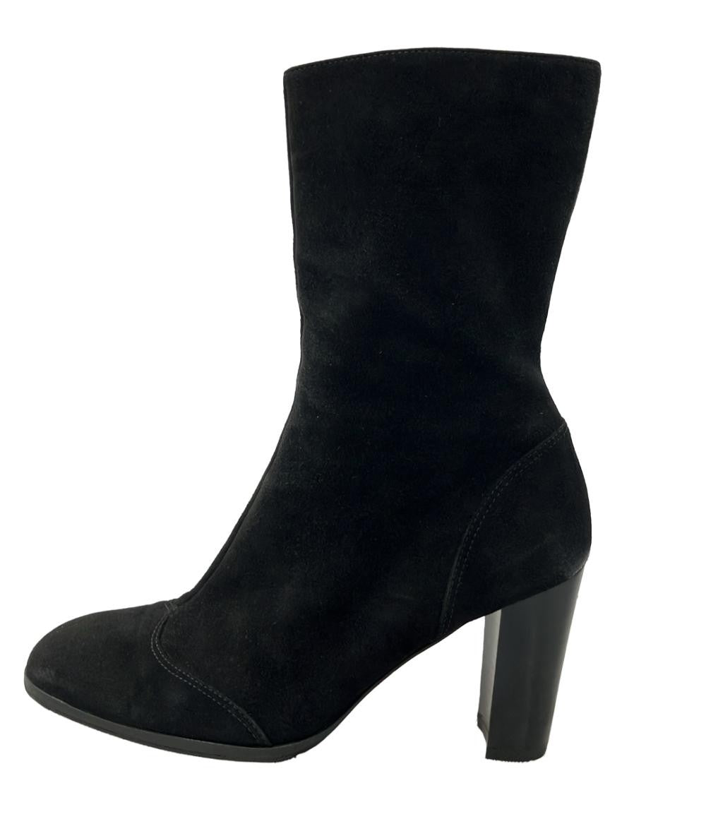 CHANEL Short Boots Shoes Side zip EU 39 US 9 Black Authentic