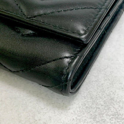 GUCCI Wallet Marmont Quilted GG Flap Long Purse Leather Black Gold Authentic