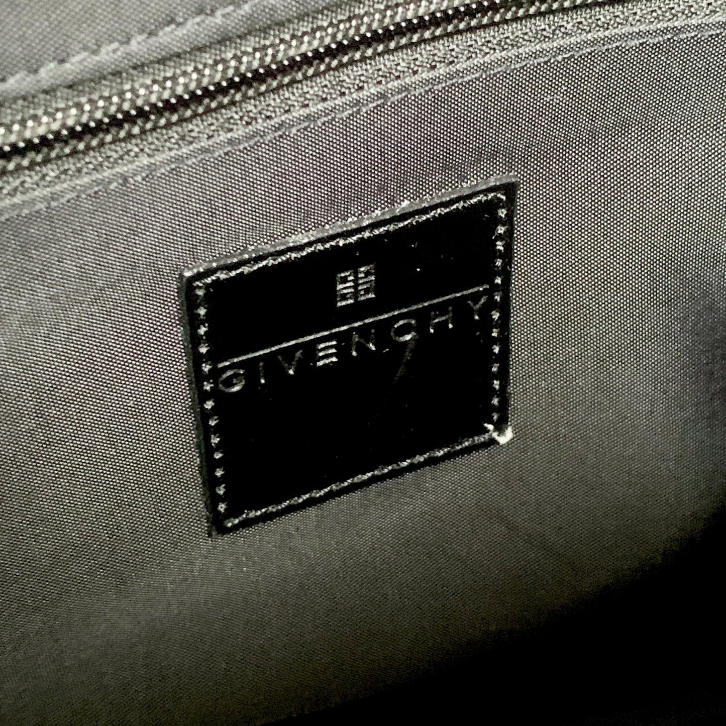 GIVENCHY Bag Logo Hand Tote Purse Leather Canvas Black Used Authentic
