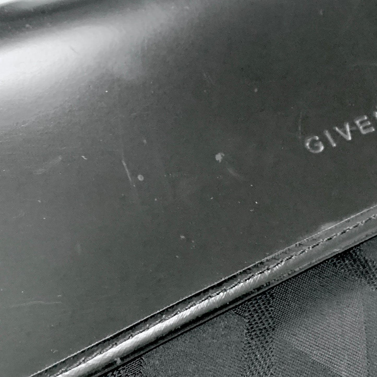 GIVENCHY Bag Logo Hand Tote Purse Leather Canvas Black Used Authentic