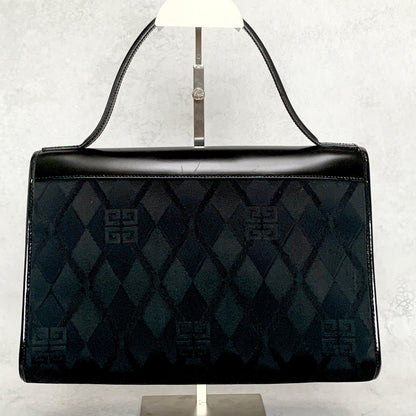 GIVENCHY Bag Logo Hand Tote Purse Leather Canvas Black Used Authentic