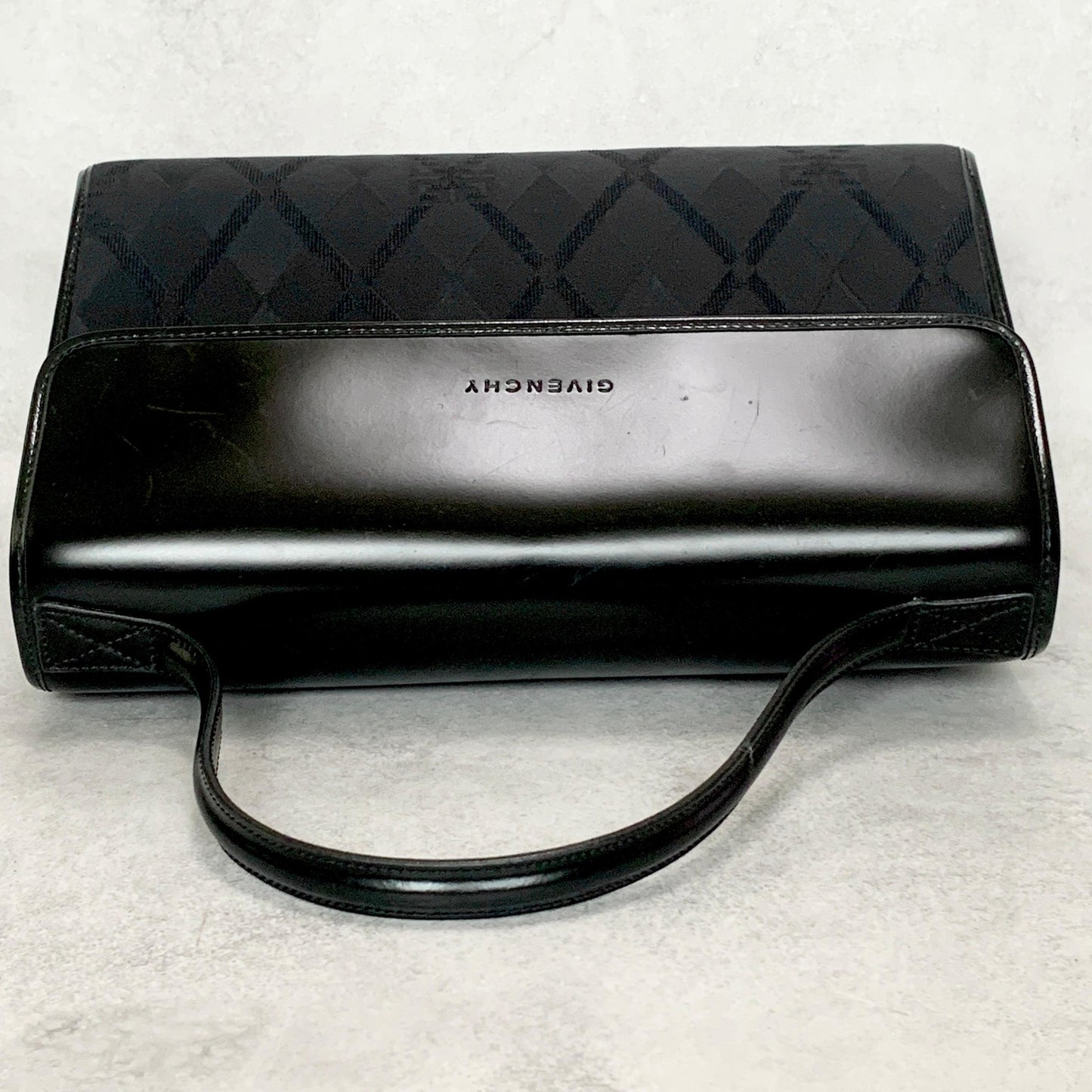 GIVENCHY Bag Logo Hand Tote Purse Leather Canvas Black Used Authentic
