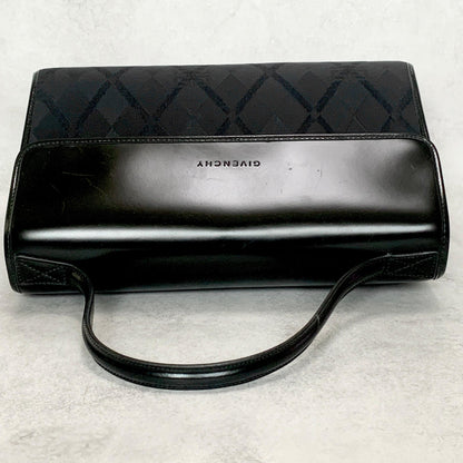 GIVENCHY Bag Logo Hand Tote Purse Leather Canvas Black Used Authentic