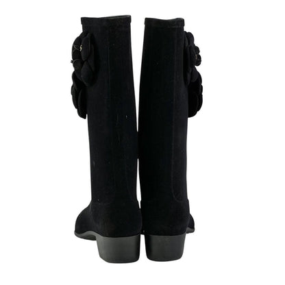 CHANEL Boots Shoes Cocomark EU 36 US 6 Suede Black Authentic