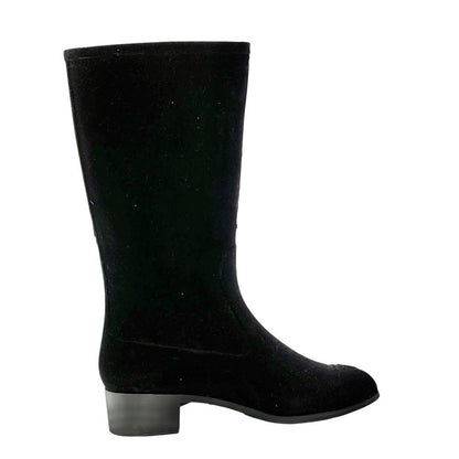CHANEL Boots Shoes Cocomark EU 36 US 6 Suede Black Authentic