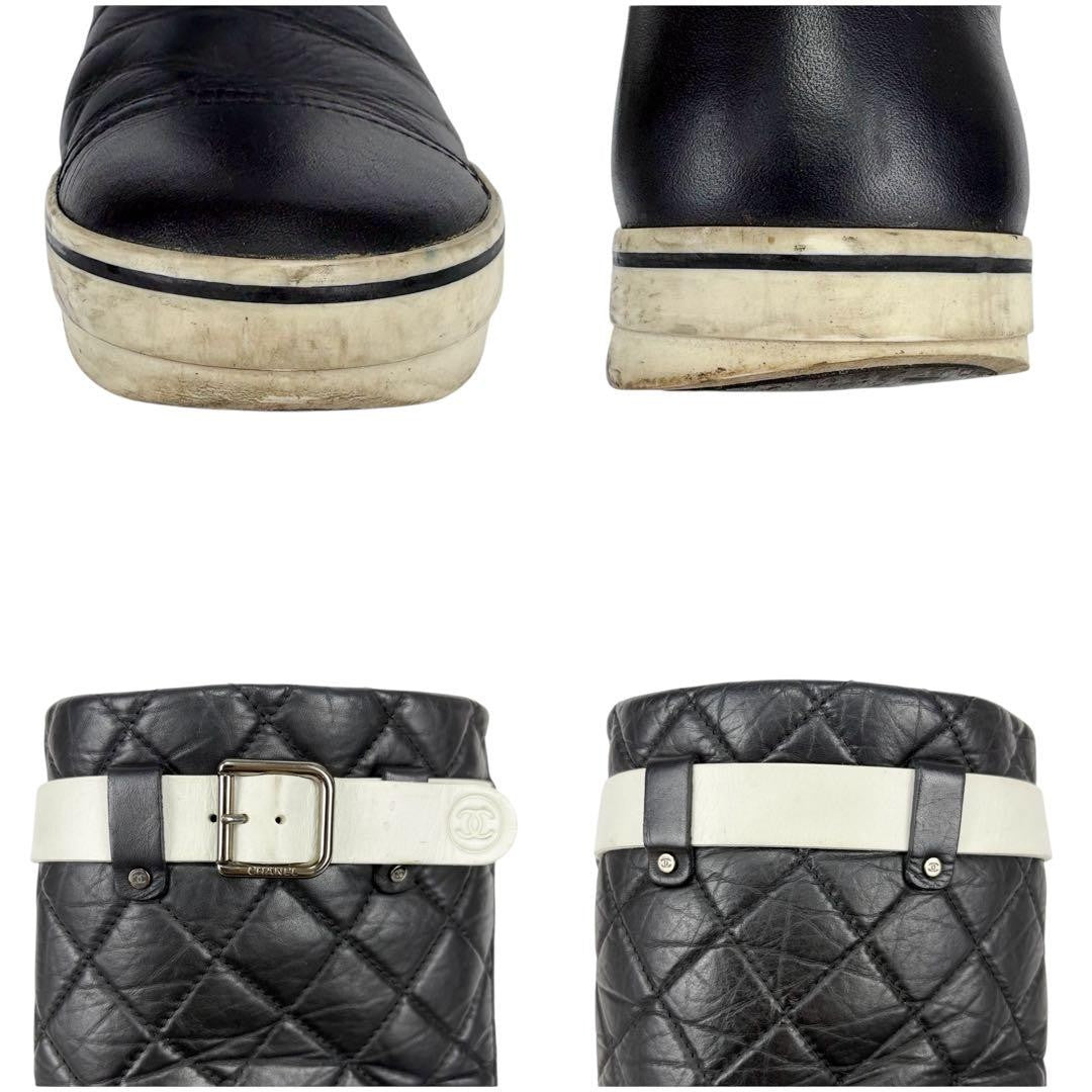 CHANEL Short Boots Shoes Cocomark EU 36 US 6 Leather Black Authentic
