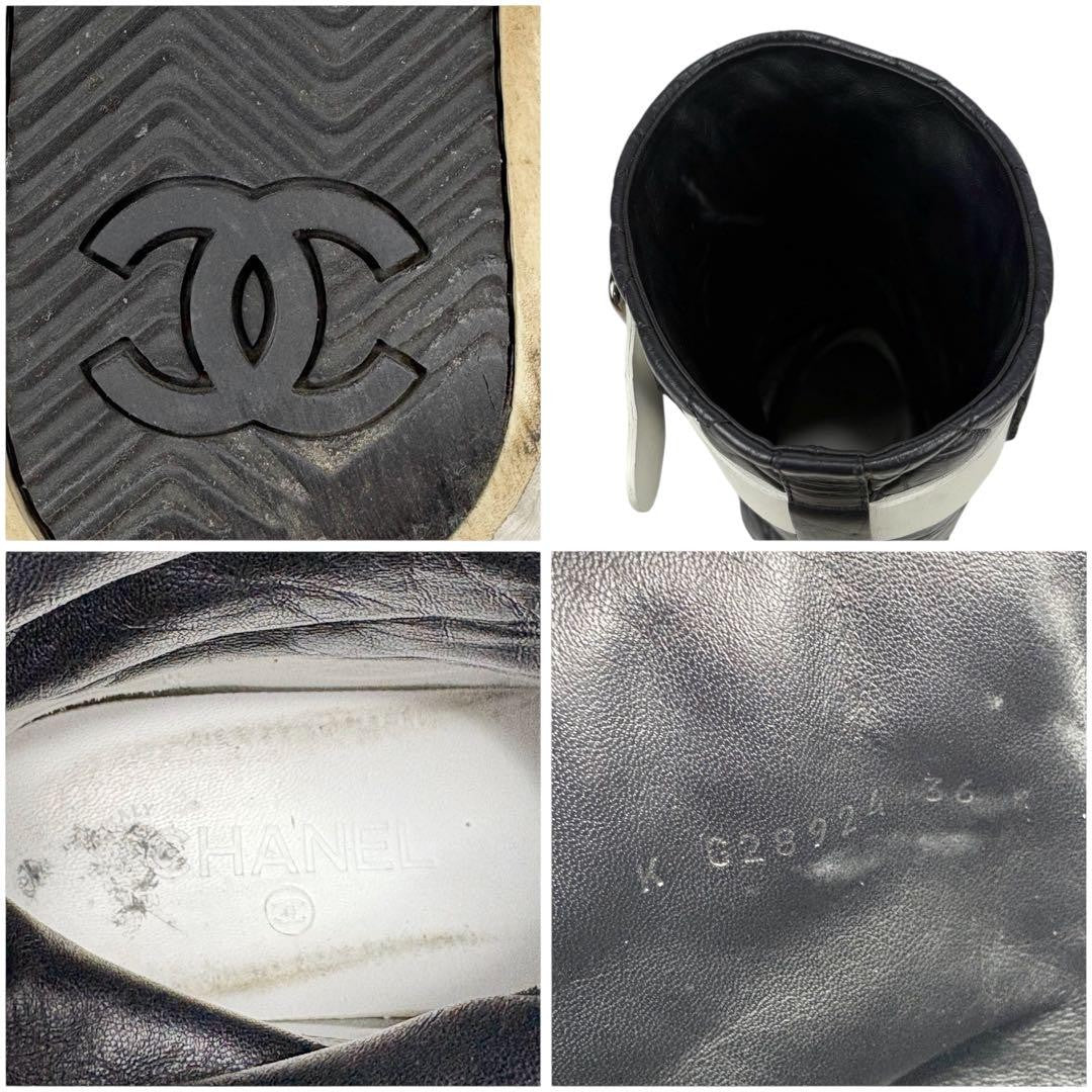 CHANEL Short Boots Shoes Cocomark EU 36 US 6 Leather Black Authentic