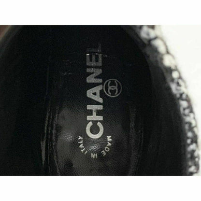 CHANEL Short Boots Shoes Cocomark EU 37 US 7 Leather Black White Authentic