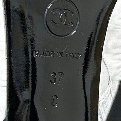 CHANEL Short Boots Shoes Cocomark EU 37 US 7 Black White Authentic