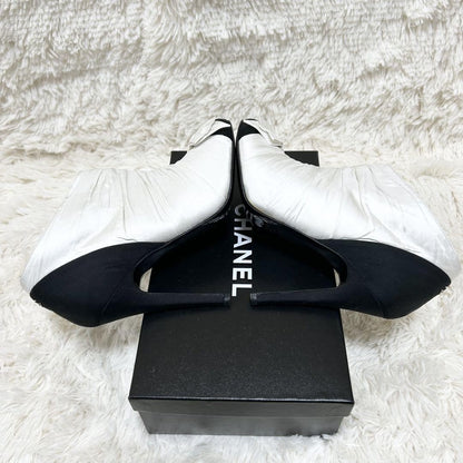 CHANEL Short Boots Shoes Cocomark EU 37 US 7 Black White Authentic