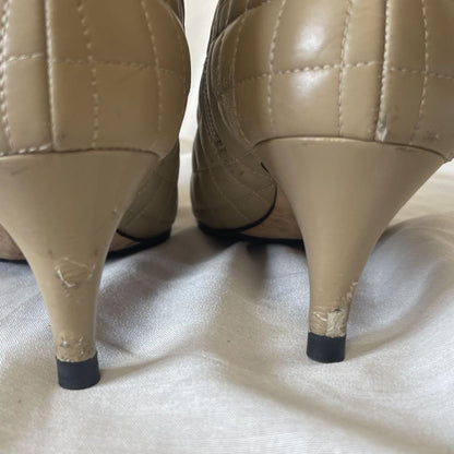CHANEL Short Boots Shoes EU 38 US 8 Leather Beige Authentic