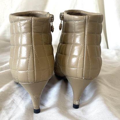 CHANEL Short Boots Shoes EU 38 US 8 Leather Beige Authentic