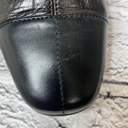 CHANEL Long Boots Shoes EU 37 US 7 Leather Dark Brown Black Authentic