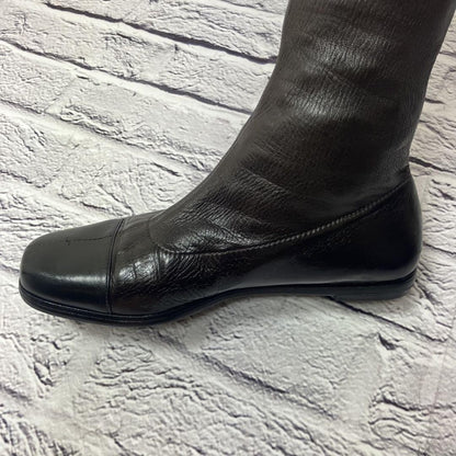 CHANEL Long Boots Shoes EU 37 US 7 Leather Dark Brown Black Authentic