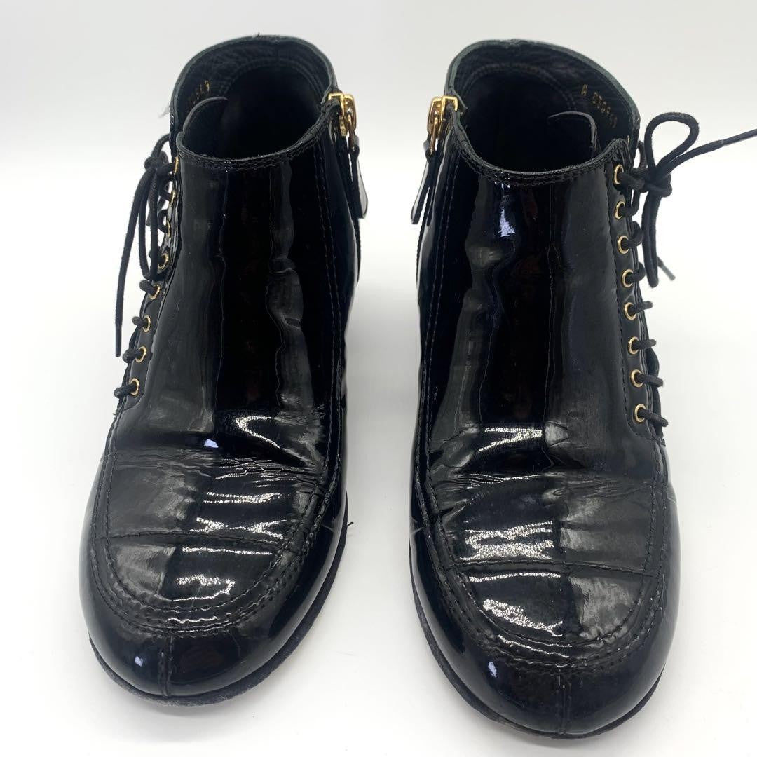 CHANEL Short Boots Shoes Cocomark EU 37 US 7 Black Authentic