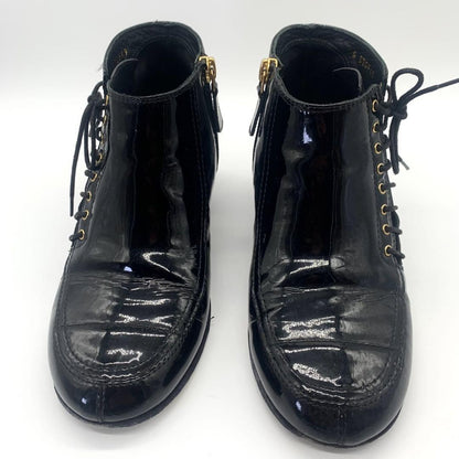 CHANEL Short Boots Shoes Cocomark EU 37 US 7 Black Authentic