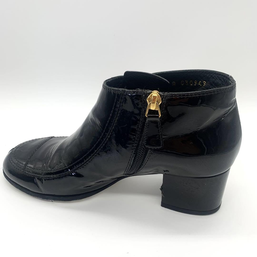 CHANEL Short Boots Shoes Cocomark EU 37 US 7 Black Authentic
