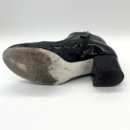 CHANEL Short Boots Shoes Cocomark EU 37 US 7 Black Authentic