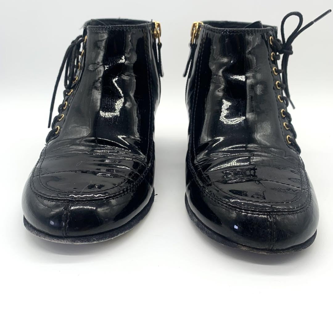 CHANEL Short Boots Shoes Cocomark EU 37 US 7 Black Authentic