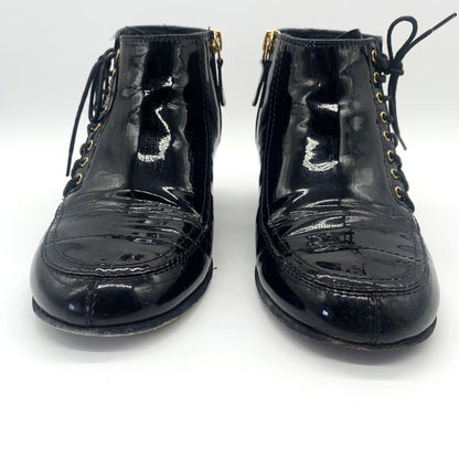 CHANEL Short Boots Shoes Cocomark EU 37 US 7 Black Authentic