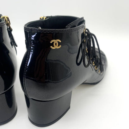 CHANEL Short Boots Shoes Cocomark EU 37 US 7 Black Authentic