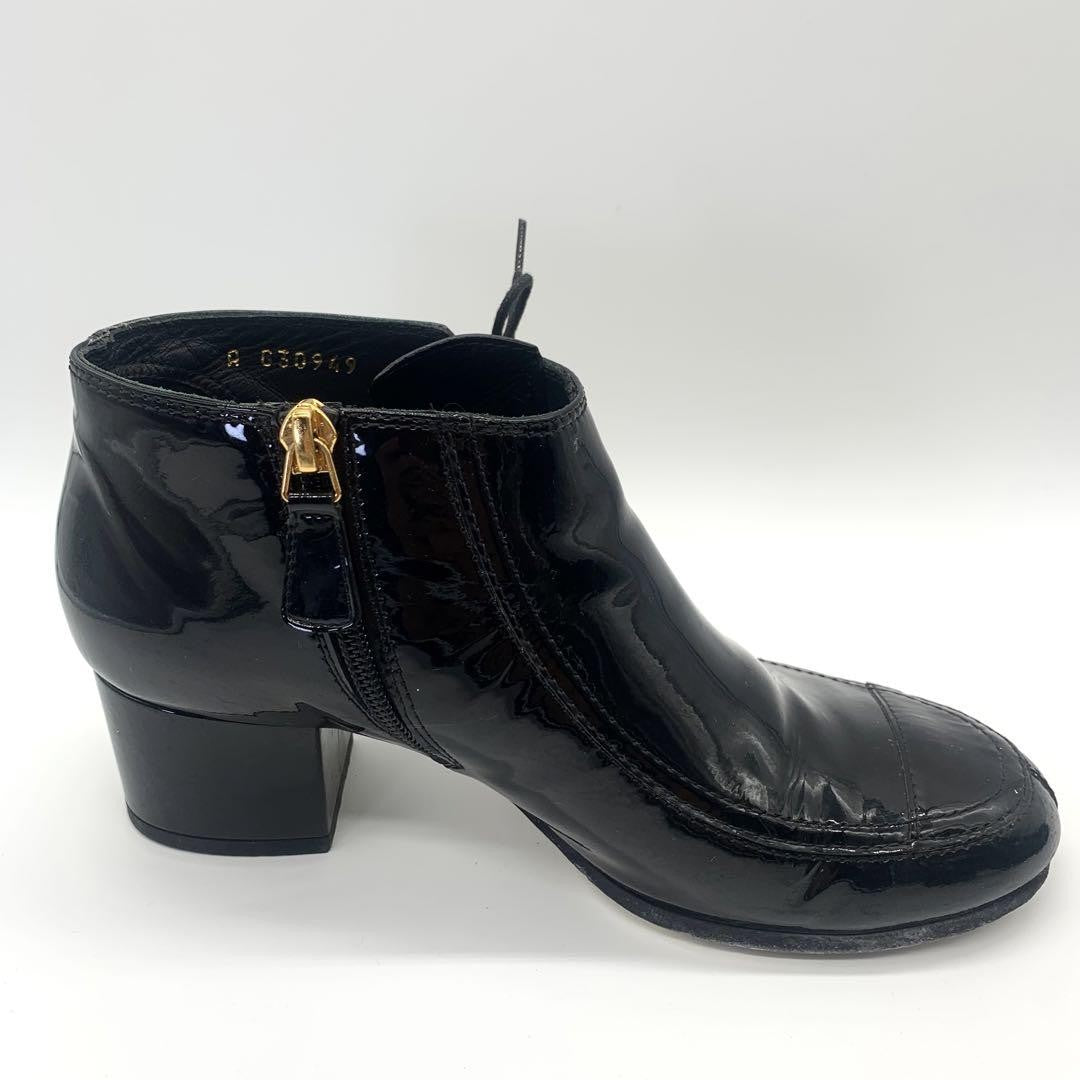 CHANEL Short Boots Shoes Cocomark EU 37 US 7 Black Authentic