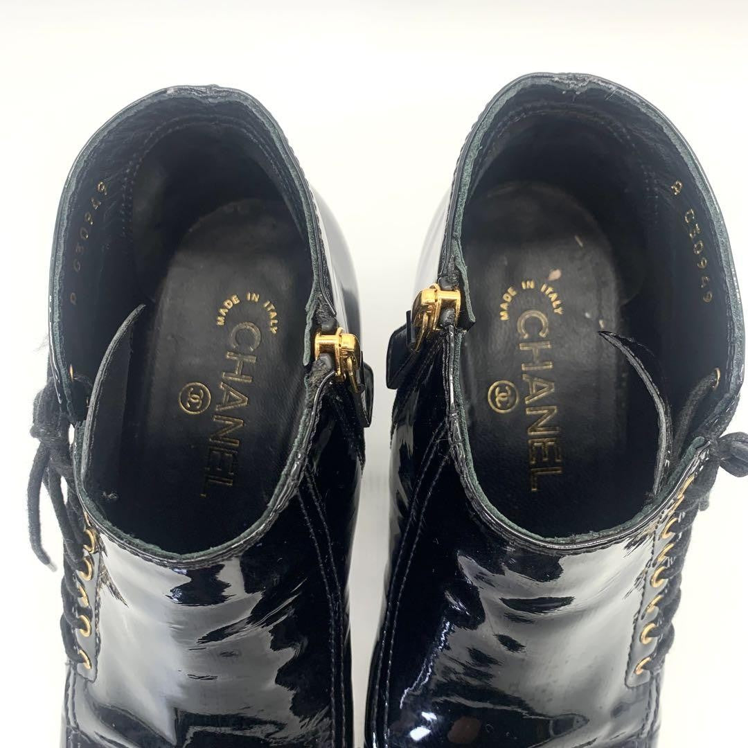CHANEL Short Boots Shoes Cocomark EU 37 US 7 Black Authentic