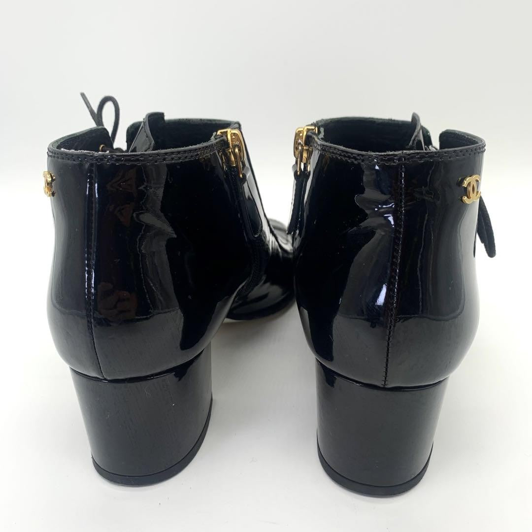 CHANEL Short Boots Shoes Cocomark EU 37 US 7 Black Authentic